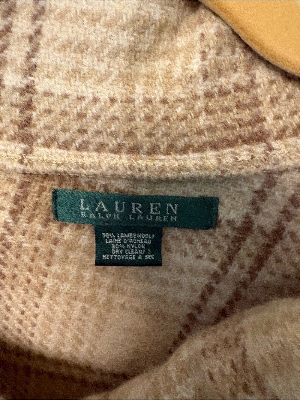 Vintage Lauren Ralph Lauren Made in Italy Plaid Lambswool Leather Buckle Cape - Picture 2 of 6